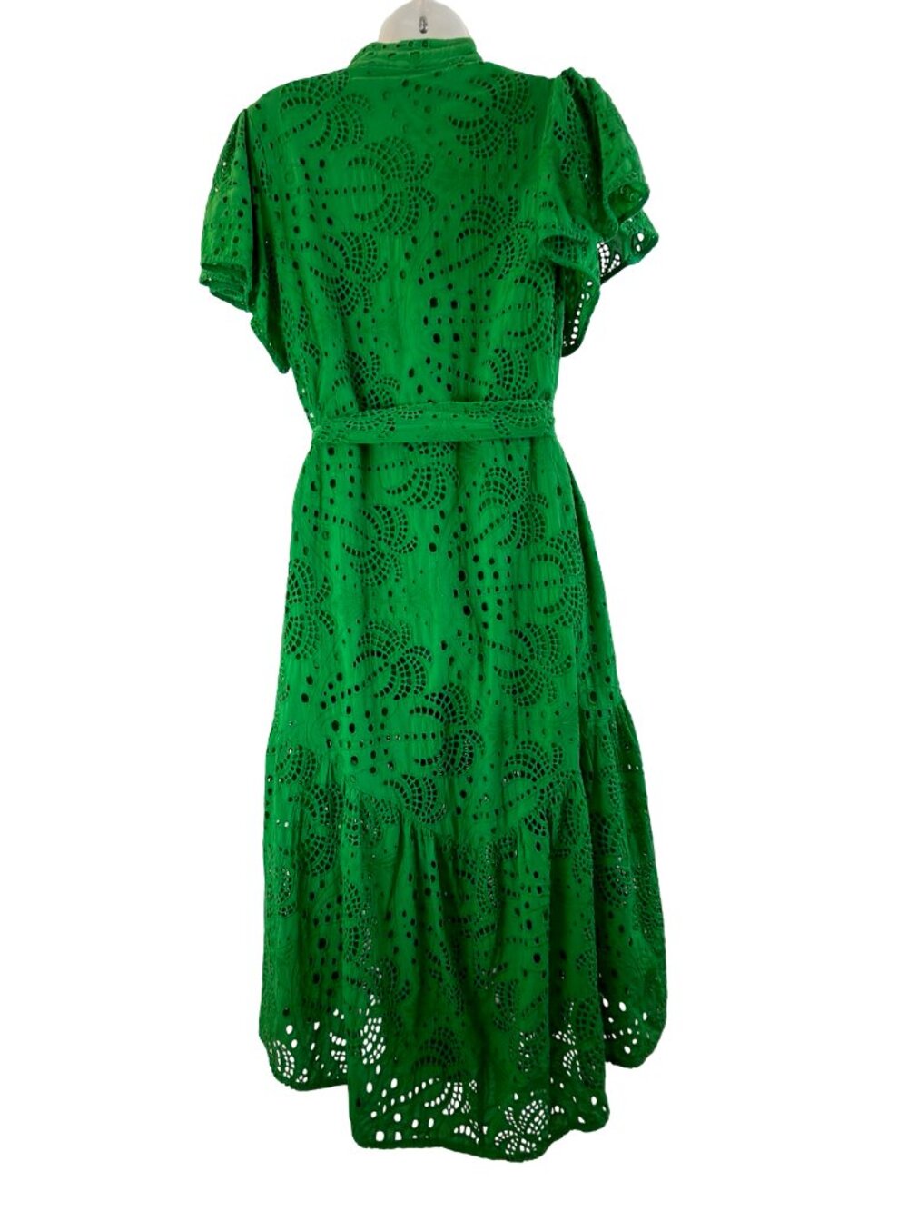 Ciebon Anthropologie Green Eyelet Lace Palm Midi Dress Size Large - Picture 8 of 15
